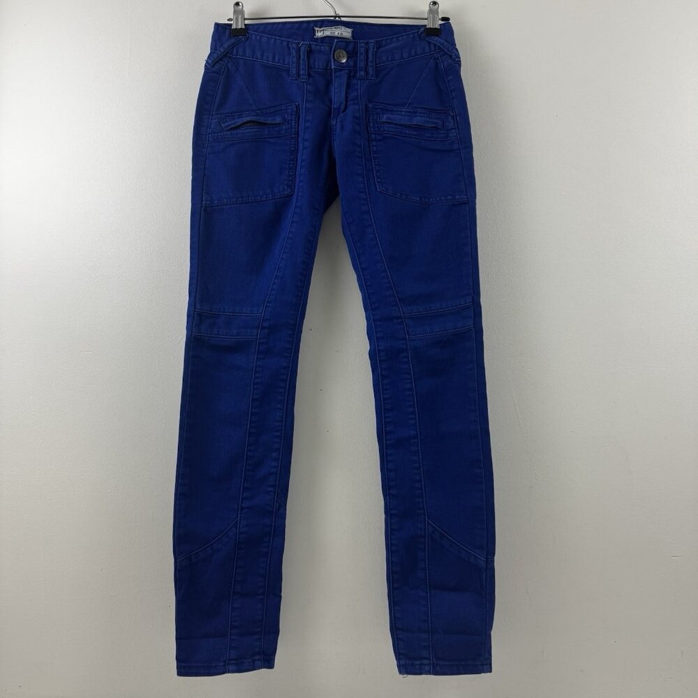 Free People Moto Skinny Jeans Electric Blue Size 25